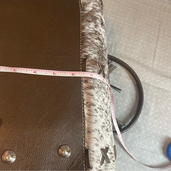 Flavia Maria Spotted Pony Hair on Hide Satchel - Picture 12 of 13